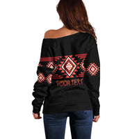 Aotearoa Atua Ruaumoko Personalised Off Shoulder Sweater Maori Powerful God Taniko Motifs LT14 - Polynesian Pride