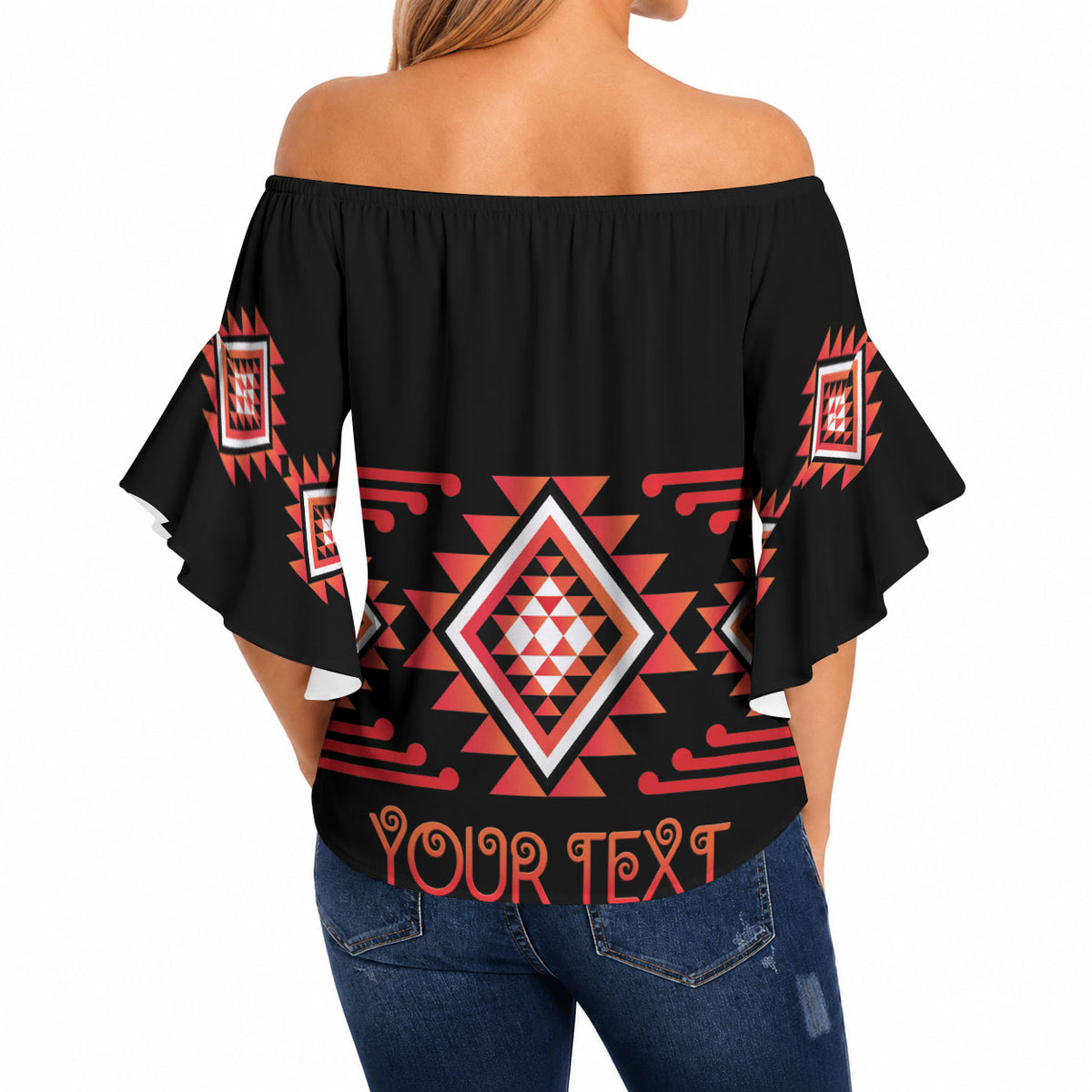 Aotearoa Atua Ruaumoko Personalised Off Shoulder Wrap Waist Top Maori Powerful God Taniko Motifs LT14 - Polynesian Pride