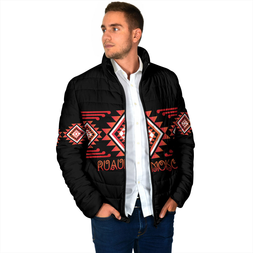 Aotearoa Atua Ruaumoko Personalised Padded Jacket Maori Powerful God Taniko Motifs LT14 - Polynesian Pride