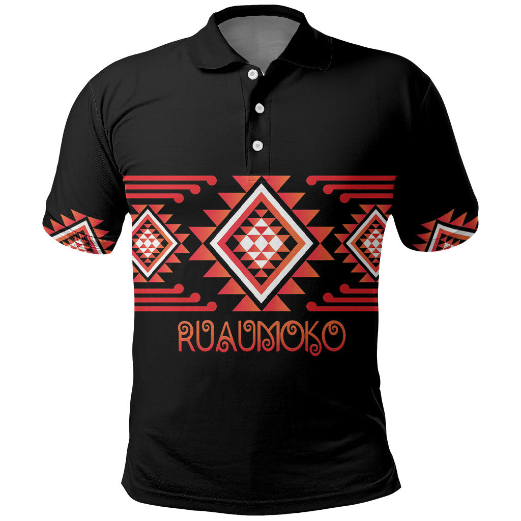 Aotearoa Atua Ruaumoko Personalised Polo Shirt Maori Powerful God Taniko Motifs LT14 Orange - Polynesian Pride