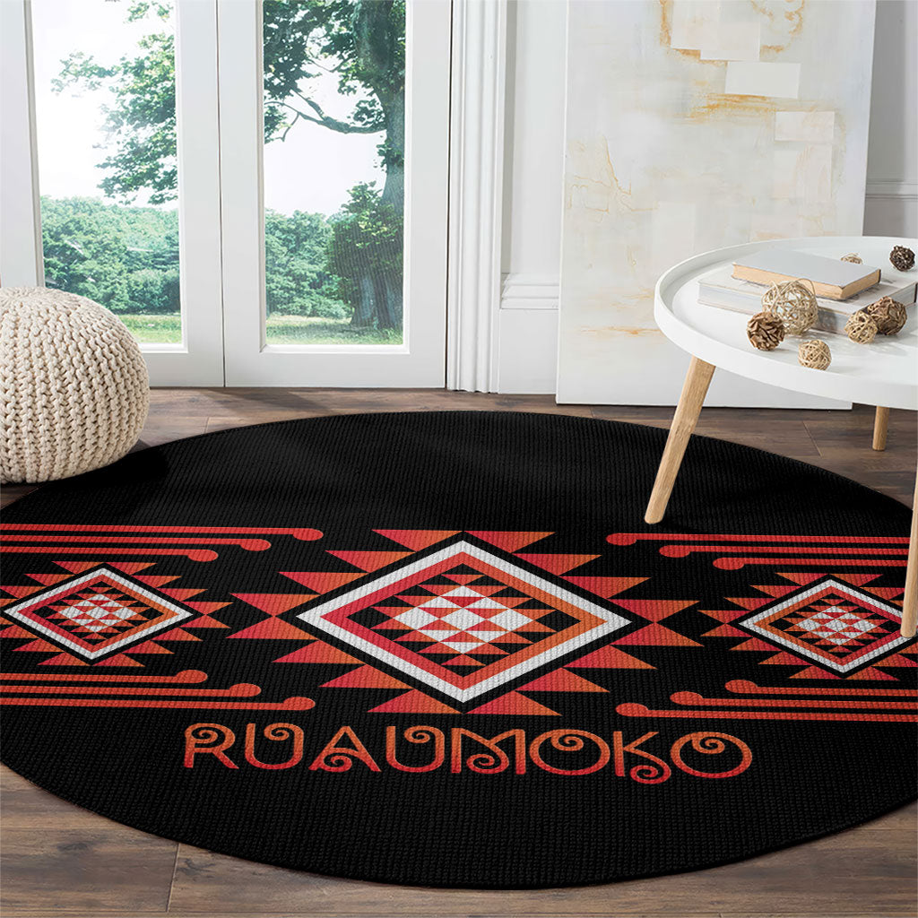 Aotearoa Atua Ruaumoko Round Carpet Maori Powerful God Taniko Motifs LT14 - Polynesian Pride
