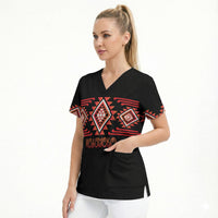 Aotearoa Atua Ruaumoko Personalised Scrub Top Maori Powerful God Taniko Motifs LT14 - Polynesian Pride