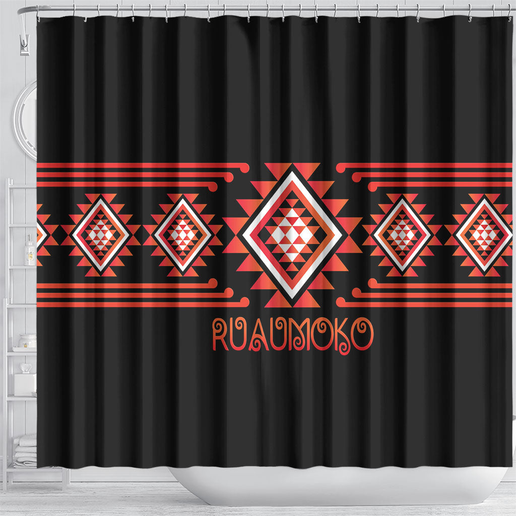 Aotearoa Atua Ruaumoko Shower Curtain Maori Powerful God Taniko Motifs LT14 - Polynesian Pride