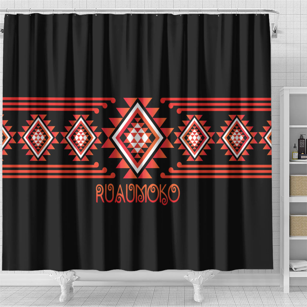 Aotearoa Atua Ruaumoko Shower Curtain Maori Powerful God Taniko Motifs LT14 - Polynesian Pride