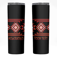 Aotearoa Atua Ruaumoko Personalised Skinny Tumbler Maori Powerful God Taniko Motifs LT14 Orange - Polynesian Pride