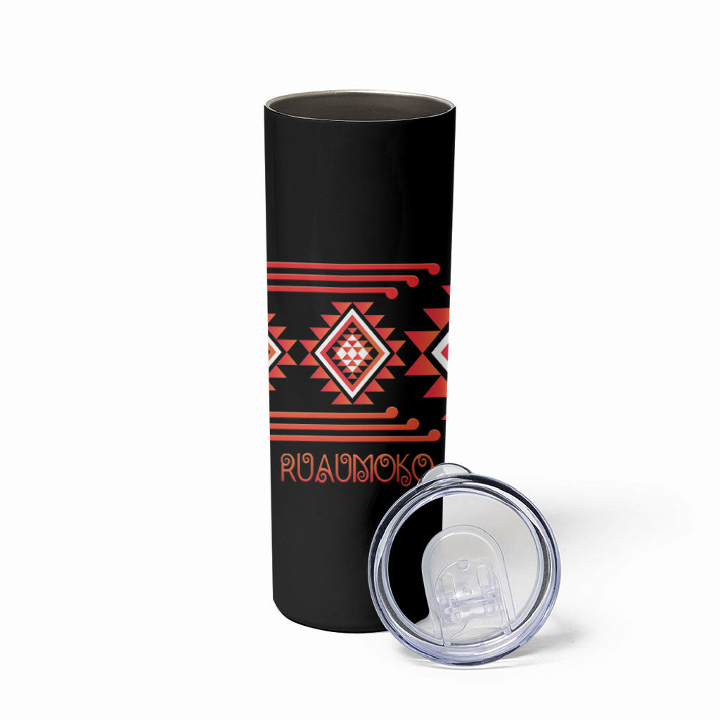 Aotearoa Atua Ruaumoko Personalised Skinny Tumbler Maori Powerful God Taniko Motifs LT14 - Polynesian Pride