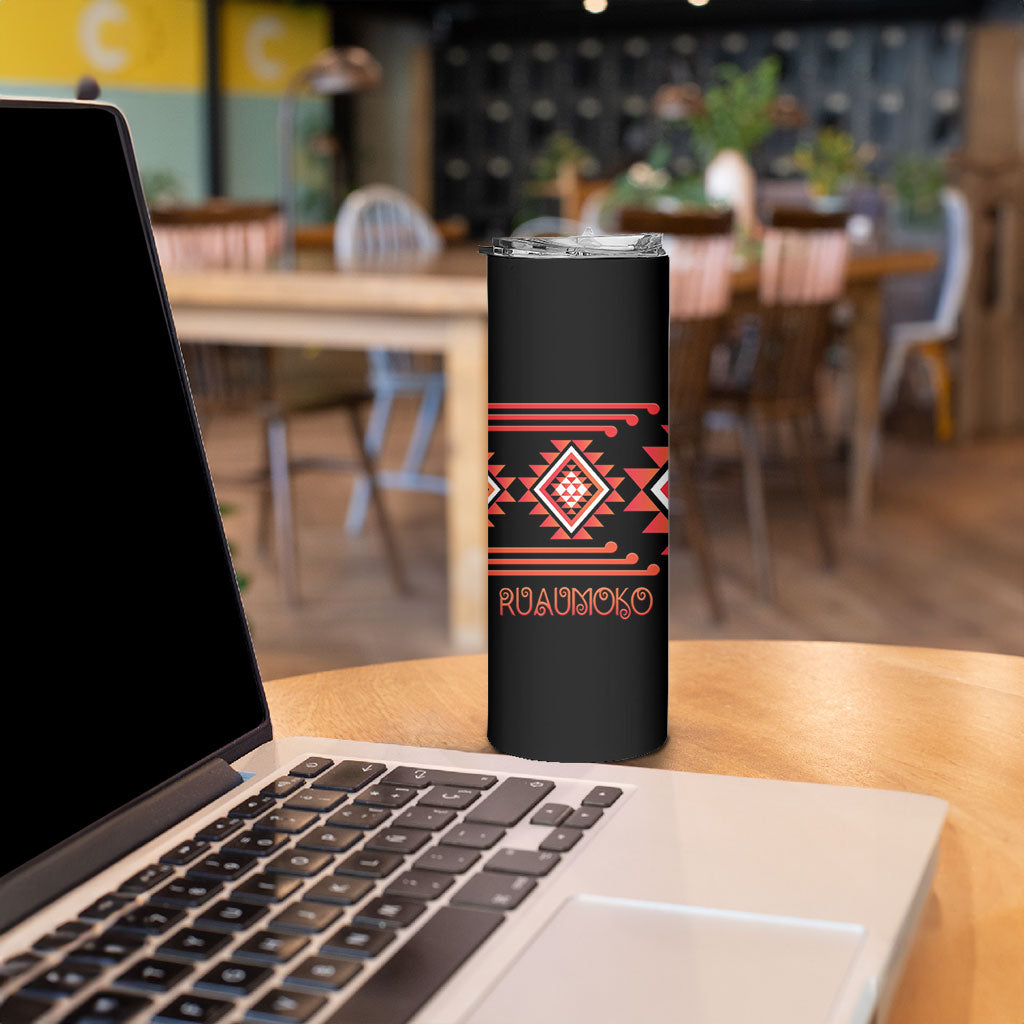 Aotearoa Atua Ruaumoko Personalised Skinny Tumbler Maori Powerful God Taniko Motifs LT14 - Polynesian Pride