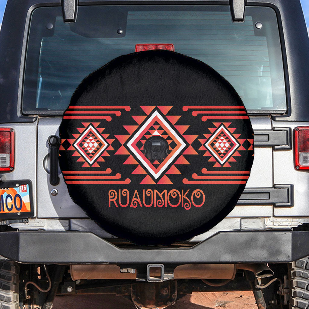 Aotearoa Atua Ruaumoko Spare Tire Cover Maori Powerful God Taniko Motifs LT14 Orange - Polynesian Pride