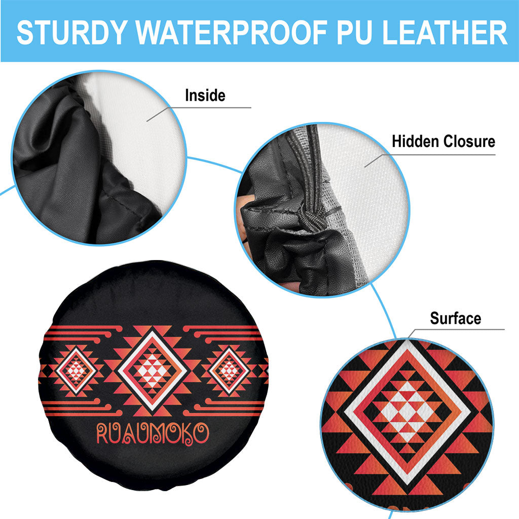 Aotearoa Atua Ruaumoko Spare Tire Cover Maori Powerful God Taniko Motifs LT14 - Polynesian Pride