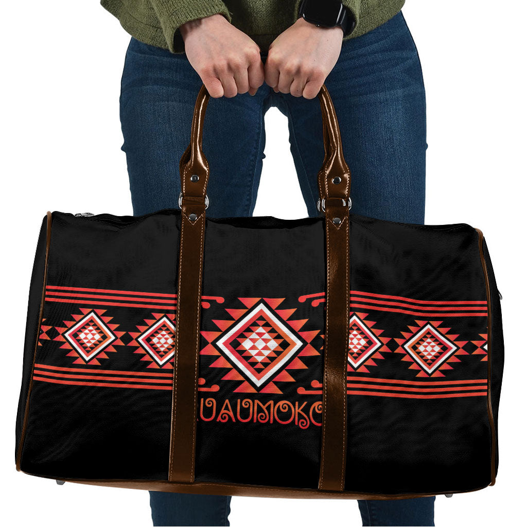 Aotearoa Atua Ruaumoko Travel Bag Maori Powerful God Taniko Motifs LT14 Orange - Polynesian Pride