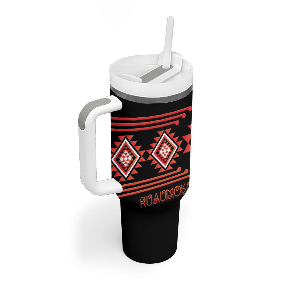 Aotearoa Atua Ruaumoko Personalised Tumbler With Handle Maori Powerful God Taniko Motifs LT14 - Polynesian Pride