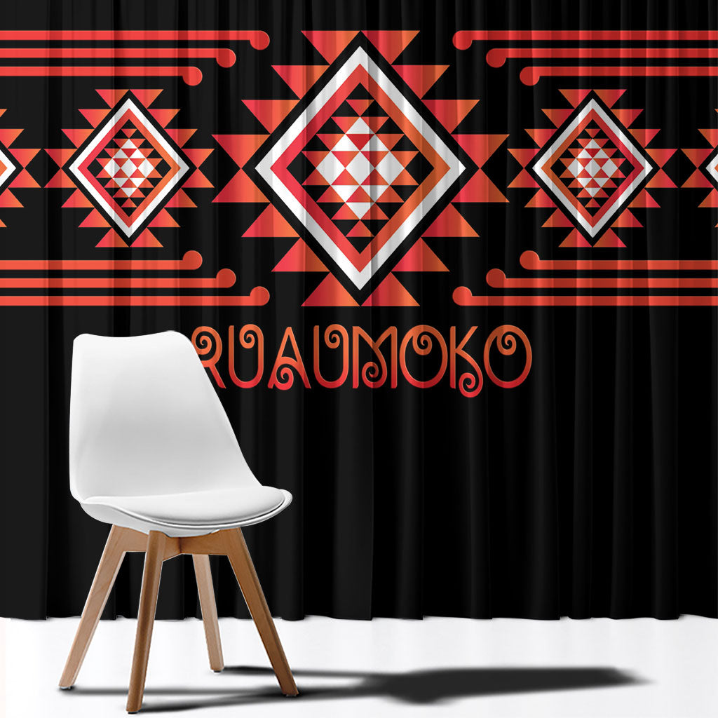 Aotearoa Atua Ruaumoko Window Curtain Maori Powerful God Taniko Motifs LT14 - Polynesian Pride