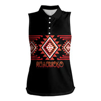 Aotearoa Atua Ruaumoko Personalised Women Sleeveless Polo Shirt Maori Powerful God Taniko Motifs LT14 Female Orange - Polynesian Pride