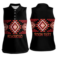 Aotearoa Atua Ruaumoko Personalised Women Sleeveless Polo Shirt Maori Powerful God Taniko Motifs LT14 - Polynesian Pride