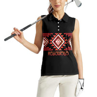 Aotearoa Atua Ruaumoko Personalised Women Sleeveless Polo Shirt Maori Powerful God Taniko Motifs LT14 - Polynesian Pride