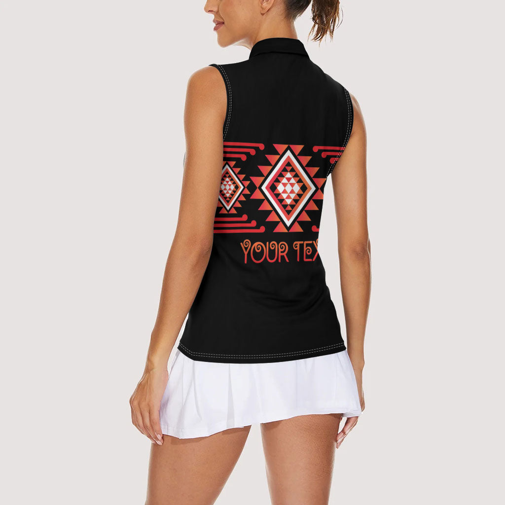 Aotearoa Atua Ruaumoko Personalised Women Sleeveless Polo Shirt Maori Powerful God Taniko Motifs LT14 - Polynesian Pride