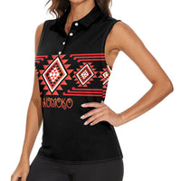 Aotearoa Atua Ruaumoko Personalised Women Sleeveless Polo Shirt Maori Powerful God Taniko Motifs LT14 - Polynesian Pride