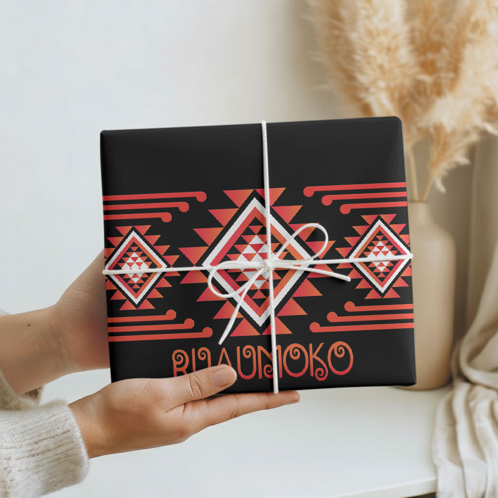 Aotearoa Atua Ruaumoko Wrapping Paper Maori Powerful God Taniko Motifs LT14 - Polynesian Pride