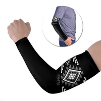 Aotearoa Atua Rehua Personalised Arm Sleeves Maori God Of Healing Taniko Motifs LT14 Set of 2 Grey - Polynesian Pride