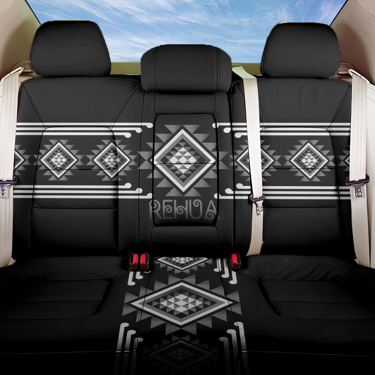 Aotearoa Atua Rehua Back Car Seat Cover Maori God Of Healing Taniko Motifs LT14 One Size Grey - Polynesian Pride