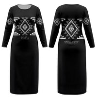 Aotearoa Atua Rehua Personalised Couples Matching Long Sleeve Bodycon Dress and Long Sleeve Button Shirt Maori God Of Healing Taniko Motifs LT14 - Polynesian Pride