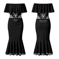 Aotearoa Atua Rehua Personalised Couples Matching Mermaid Dress and Long Sleeve Button Shirt Maori God Of Healing Taniko Motifs LT14 - Polynesian Pride