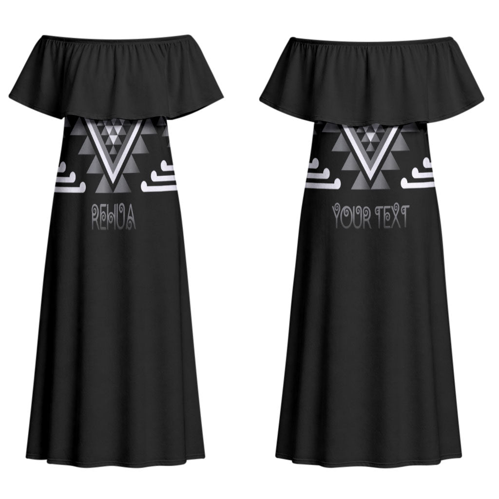 Aotearoa Atua Rehua Personalised Couples Matching Off Shoulder Maxi Dress and Hawaiian Shirt Maori God Of Healing Taniko Motifs LT14 - Polynesian Pride