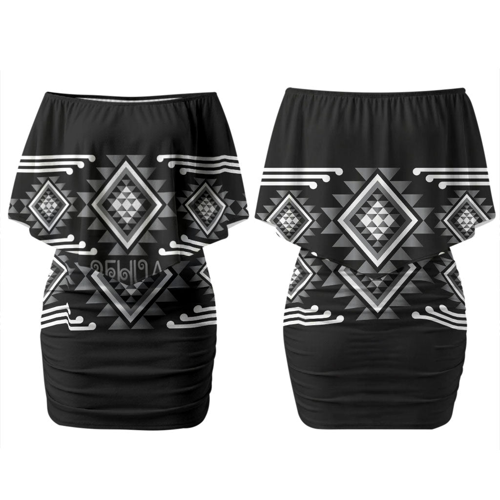 Aotearoa Atua Rehua Personalised Couples Matching Off Shoulder Short Dress and Long Sleeve Button Shirt Maori God Of Healing Taniko Motifs LT14 - Polynesian Pride