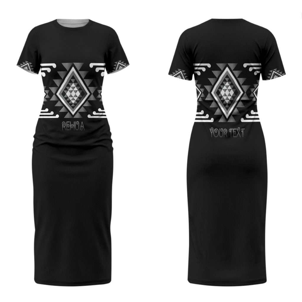 Aotearoa Atua Rehua Personalised Couples Matching Short Sleeve Bodycon Dress and Long Sleeve Button Shirt Maori God Of Healing Taniko Motifs LT14 - Polynesian Pride