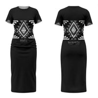 Aotearoa Atua Rehua Personalised Couples Matching Short Sleeve Bodycon Dress and Long Sleeve Button Shirt Maori God Of Healing Taniko Motifs LT14 - Polynesian Pride