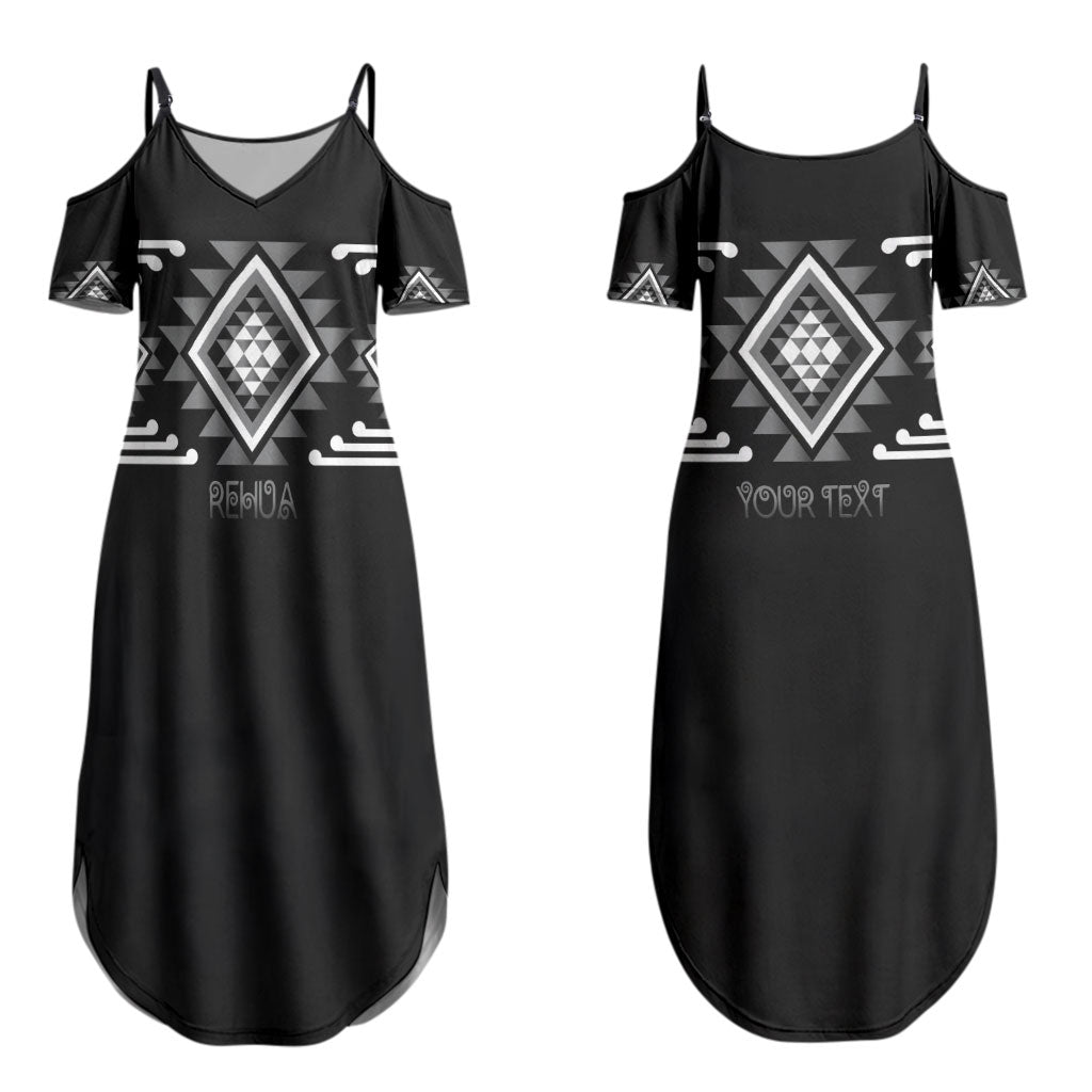 Aotearoa Atua Rehua Personalised Couples Matching Summer Maxi Dress and Long Sleeve Button Shirt Maori God Of Healing Taniko Motifs LT14 - Polynesian Pride