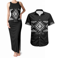 Aotearoa Atua Rehua Personalised Couples Matching Tank Maxi Dress and Hawaiian Shirt Maori God Of Healing Taniko Motifs LT14 Grey - Polynesian Pride
