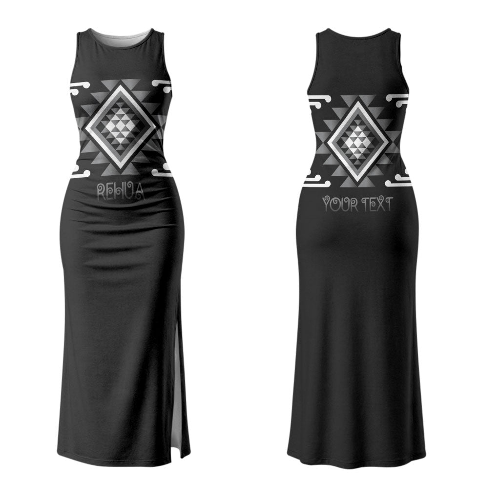 Aotearoa Atua Rehua Personalised Couples Matching Tank Maxi Dress and Long Sleeve Button Shirt Maori God Of Healing Taniko Motifs LT14 - Polynesian Pride