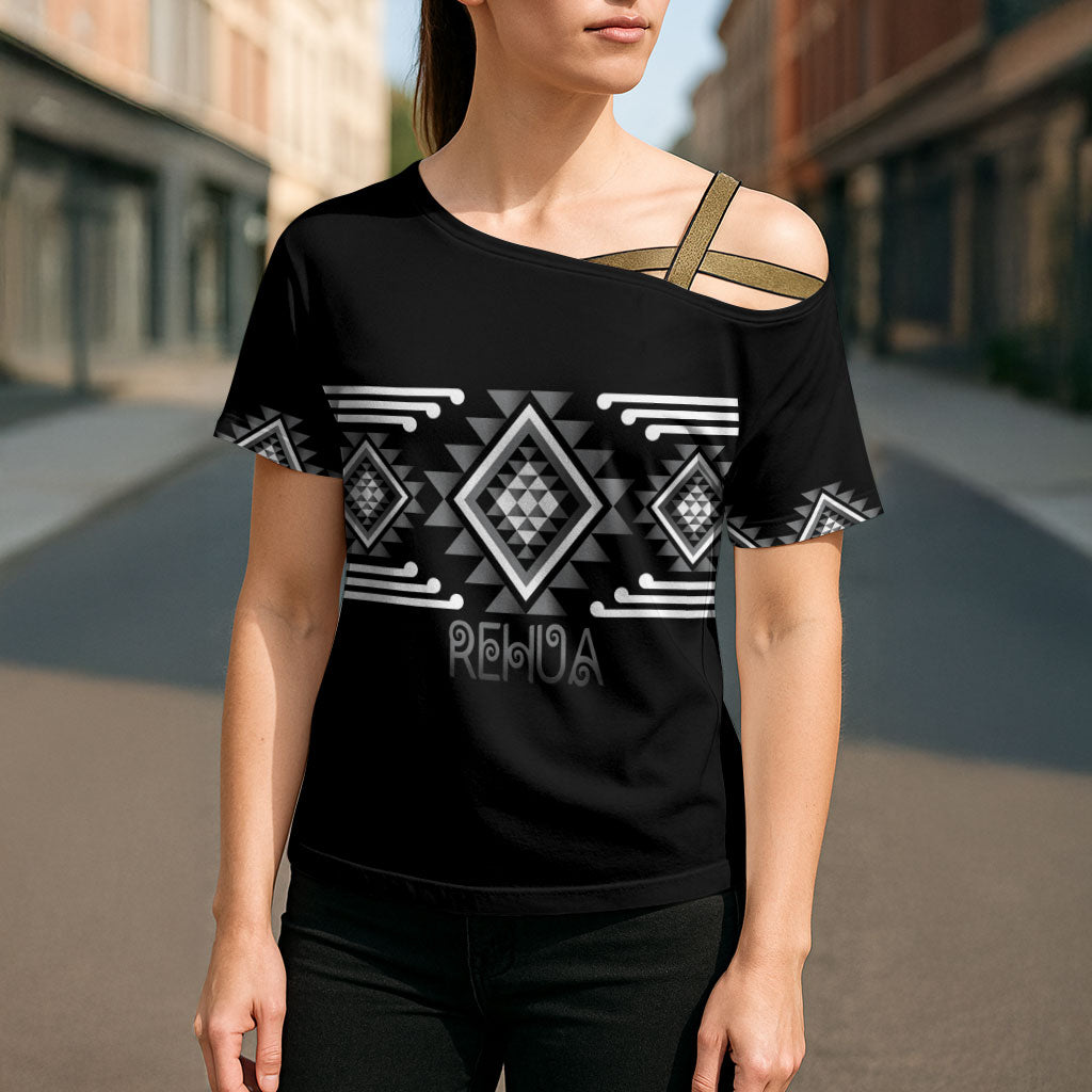 Aotearoa Atua Rehua Personalised Cross Shoulder Shirt Maori God Of Healing Taniko Motifs LT14 - Polynesian Pride