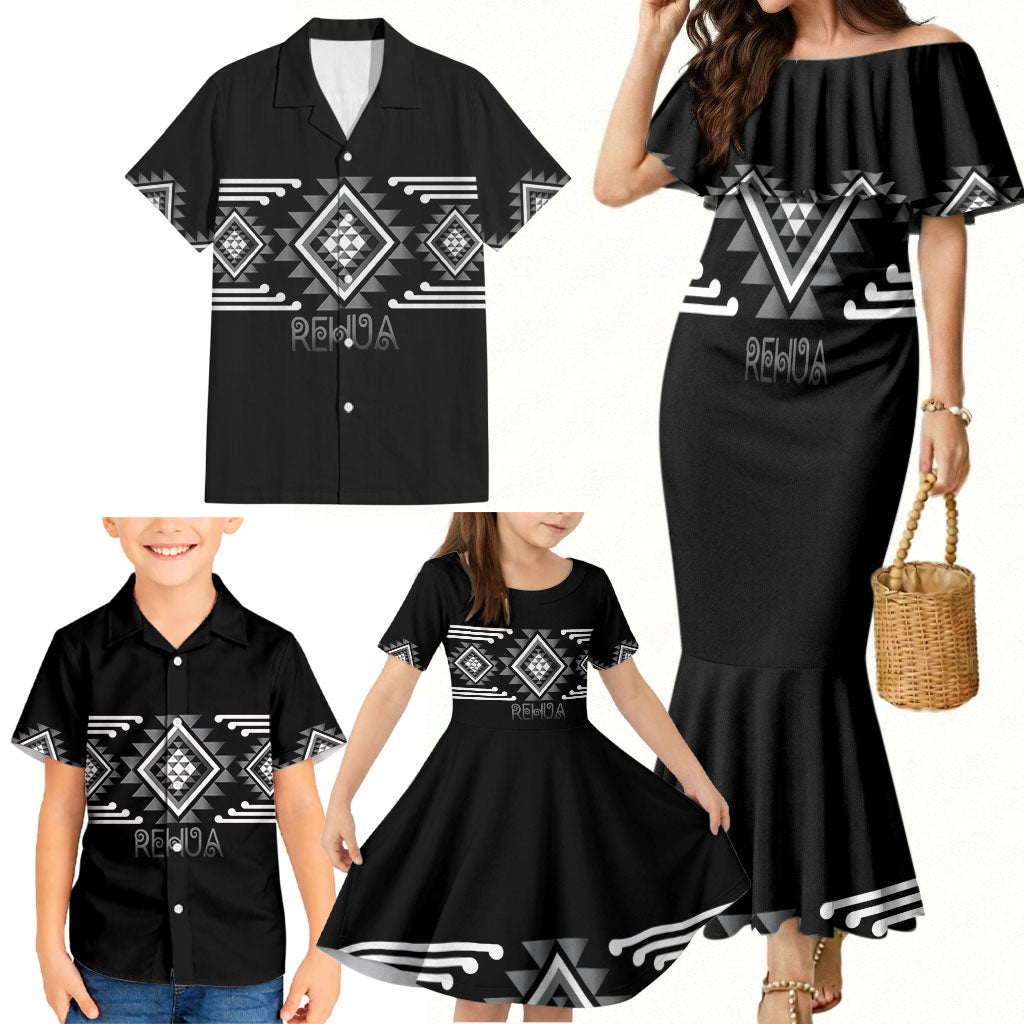 Aotearoa Atua Rehua Personalised Family Matching Mermaid Dress and Hawaiian Shirt Maori God Of Healing Taniko Motifs LT14 - Polynesian Pride