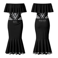 Aotearoa Atua Rehua Personalised Family Matching Mermaid Dress and Hawaiian Shirt Maori God Of Healing Taniko Motifs LT14 Mom's Dress Grey - Polynesian Pride