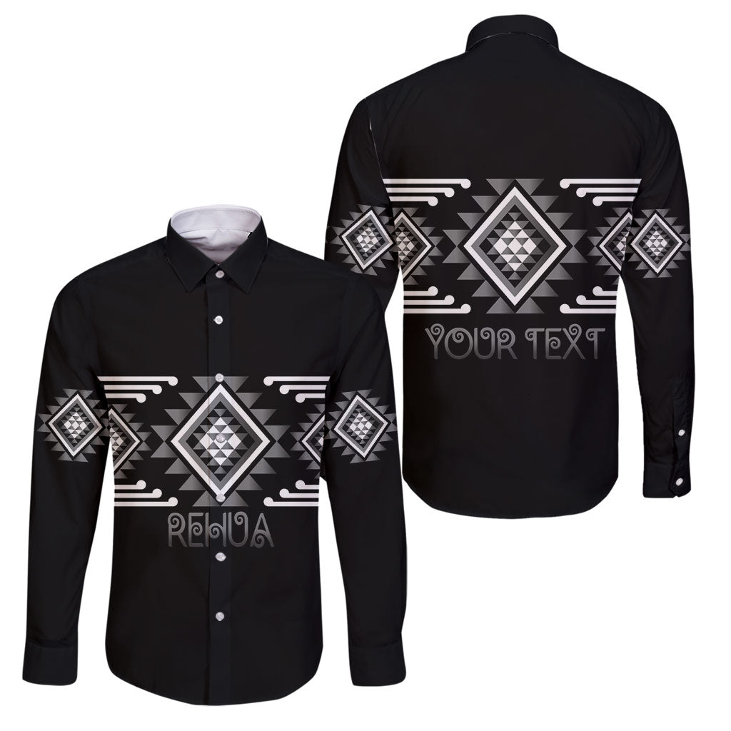 Aotearoa Atua Rehua Personalised Family Matching Off The Shoulder Long Sleeve Dress and Hawaiian Shirt Maori God Of Healing Taniko Motifs LT14 Dad's Shirt - Long Sleeve Grey - Polynesian Pride