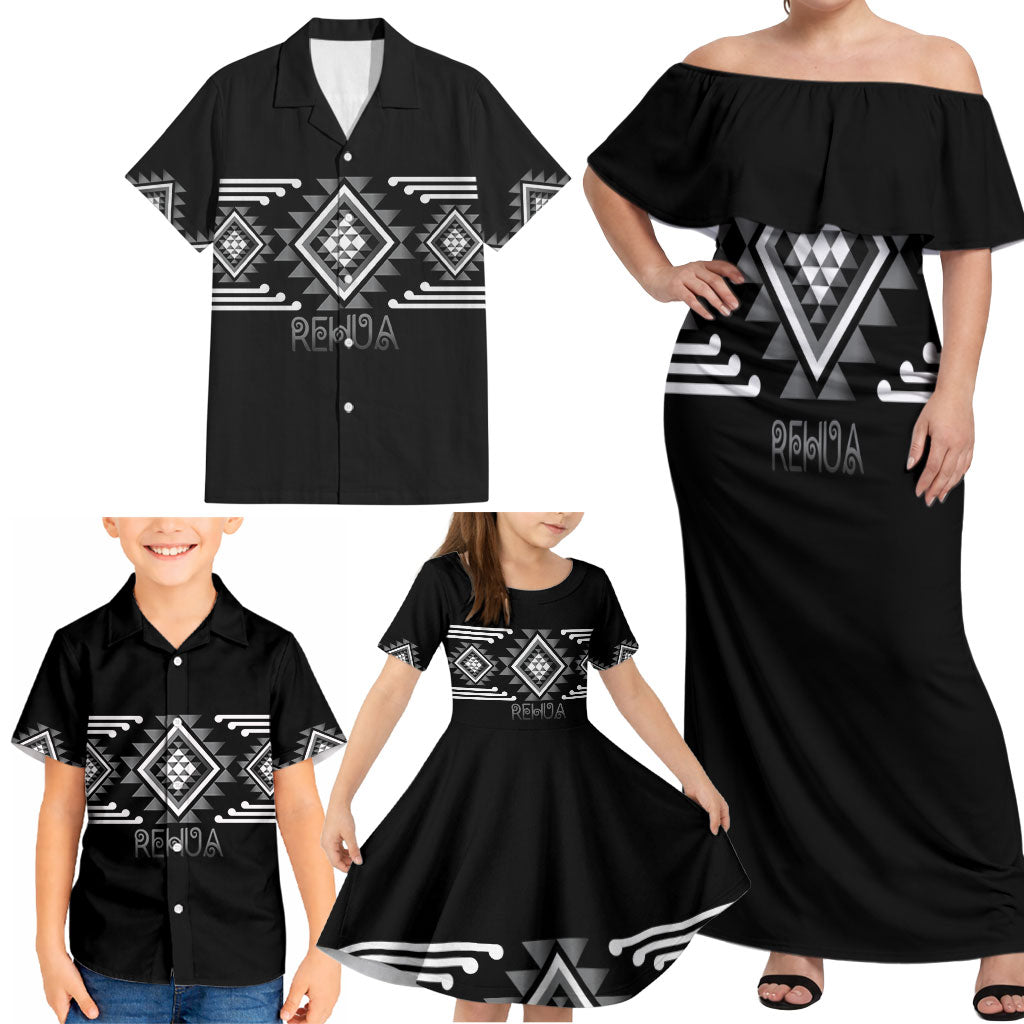 Aotearoa Atua Rehua Personalised Family Matching Off Shoulder Maxi Dress and Hawaiian Shirt Maori God Of Healing Taniko Motifs LT14 - Polynesian Pride