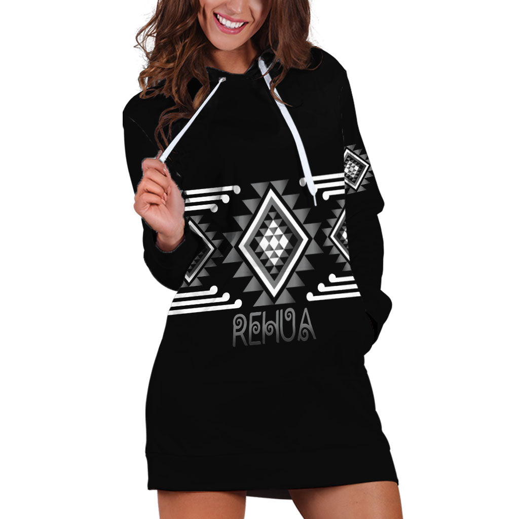 Aotearoa Atua Rehua Personalised Hoodie Dress Maori God Of Healing Taniko Motifs LT14 Grey - Polynesian Pride