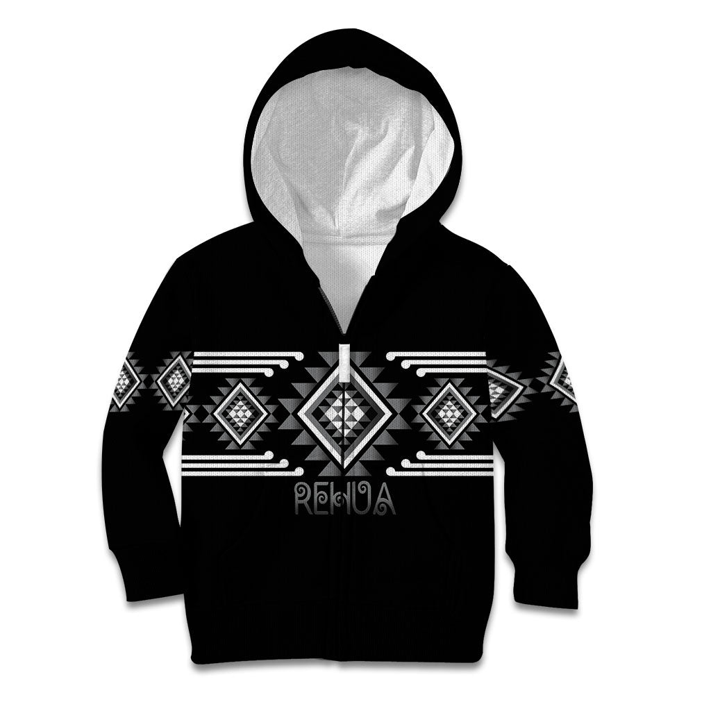 Aotearoa Atua Rehua Personalised Kid Hoodie Maori God Of Healing Taniko Motifs LT14 Zip Hoodie Grey - Polynesian Pride