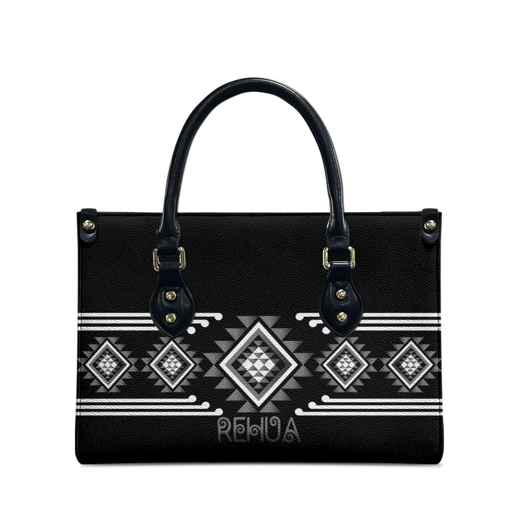 Aotearoa Atua Rehua Leather Bag Maori God Of Healing Taniko Motifs LT14 - Polynesian Pride
