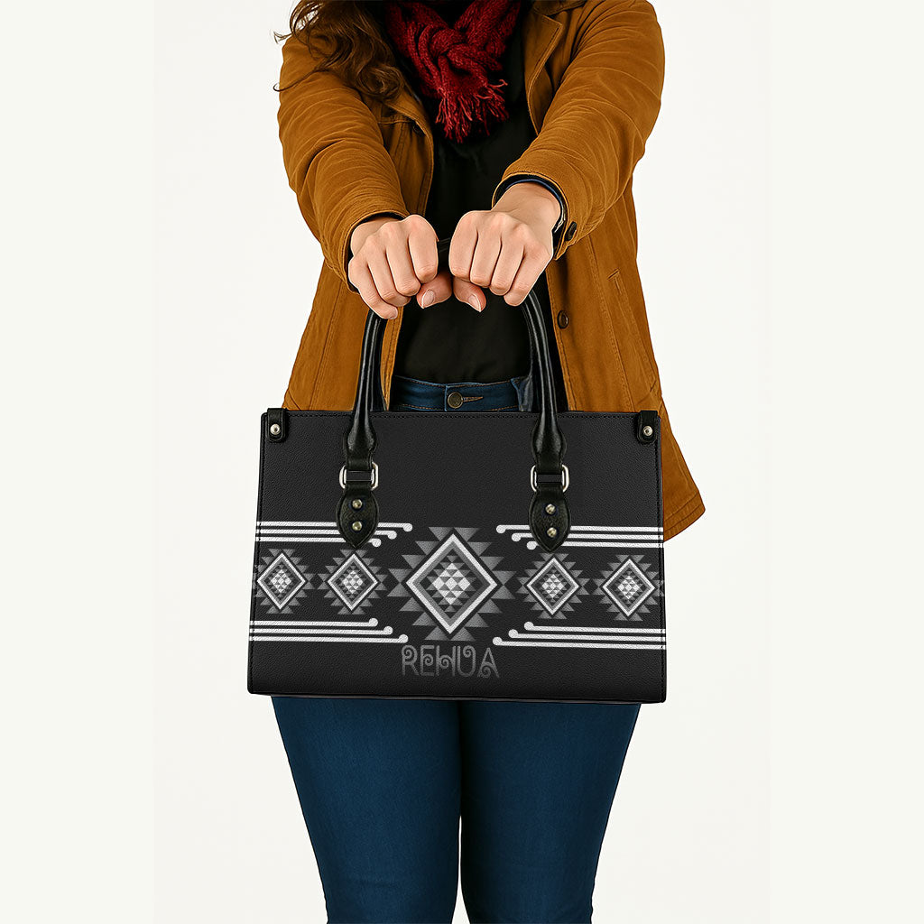 Aotearoa Atua Rehua Leather Bag Maori God Of Healing Taniko Motifs LT14 - Polynesian Pride