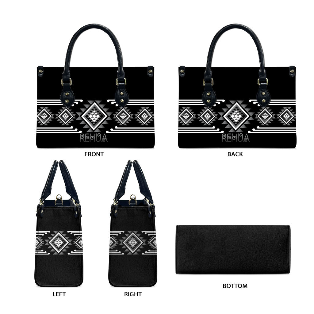 Aotearoa Atua Rehua Leather Bag Maori God Of Healing Taniko Motifs LT14 - Polynesian Pride
