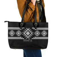 Aotearoa Atua Rehua Leather Tote Bag Maori God Of Healing Taniko Motifs LT14 - Polynesian Pride