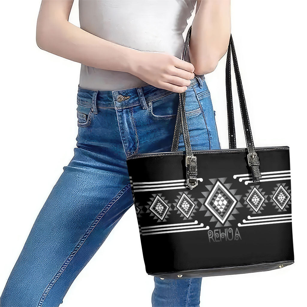 Aotearoa Atua Rehua Leather Tote Bag Maori God Of Healing Taniko Motifs LT14 - Polynesian Pride