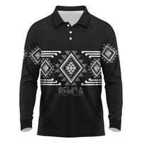 Aotearoa Atua Rehua Personalised Long Sleeve Polo Shirt Maori God Of Healing Taniko Motifs LT14 Grey - Polynesian Pride
