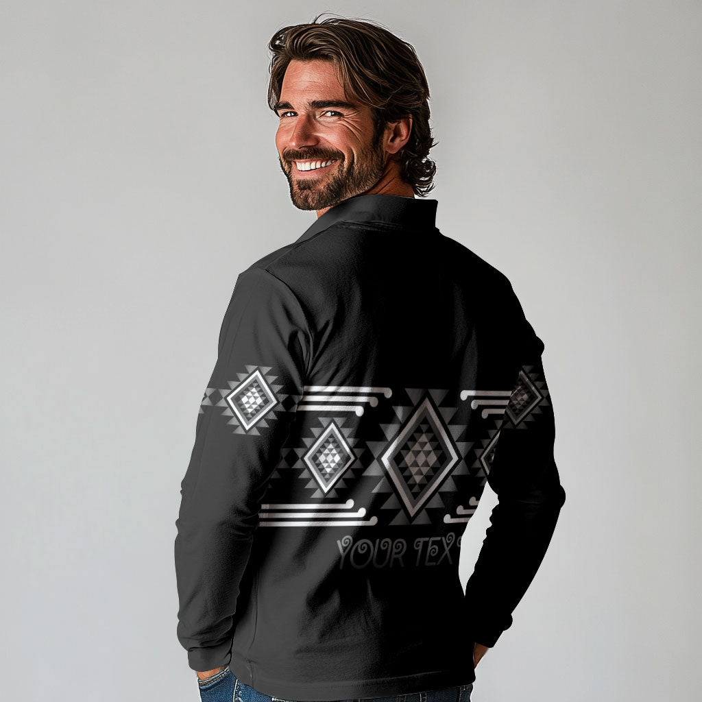 Aotearoa Atua Rehua Personalised Long Sleeve Polo Shirt Maori God Of Healing Taniko Motifs LT14 - Polynesian Pride