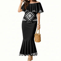 Aotearoa Atua Rehua Personalised Mermaid Dress Maori God Of Healing Taniko Motifs LT14 Women Grey - Polynesian Pride