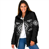 Aotearoa Atua Rehua Personalised Padded Jacket Maori God Of Healing Taniko Motifs LT14 Women Grey - Polynesian Pride