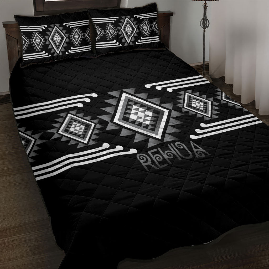 Aotearoa Atua Rehua Quilt Bed Set Maori God Of Healing Taniko Motifs LT14 Grey - Polynesian Pride